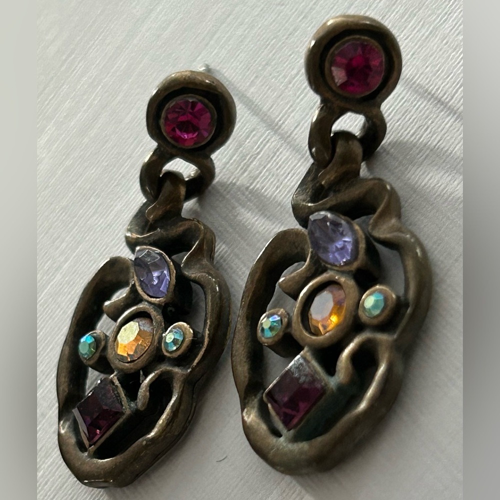 Chico’s Multi-Colored, Dangle Drop Crystal Earrin… - image 3